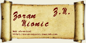 Zoran Mionić vizit kartica